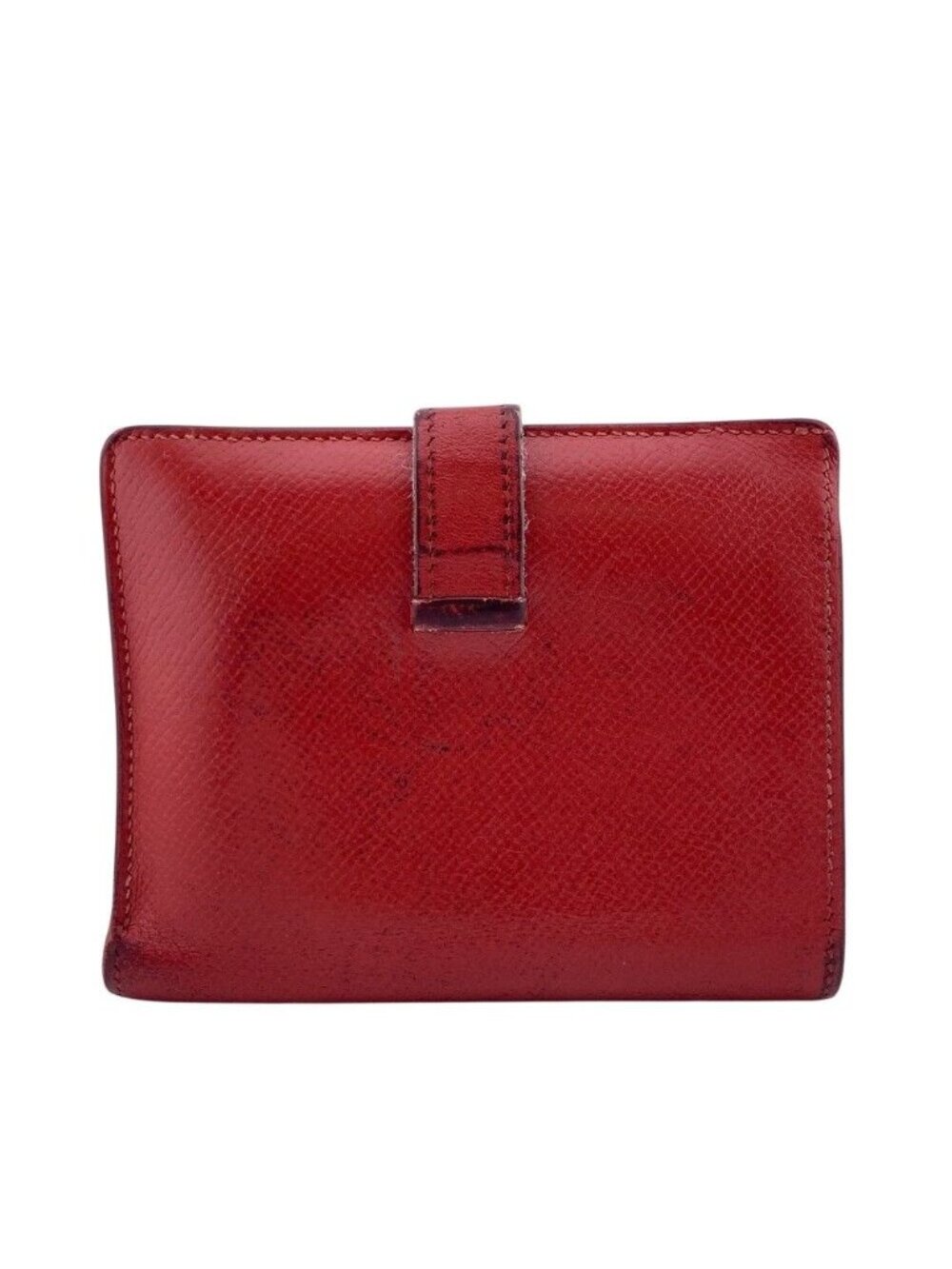 Hermes Bearn Compact Veau Epsom Bifold Wallet Red
